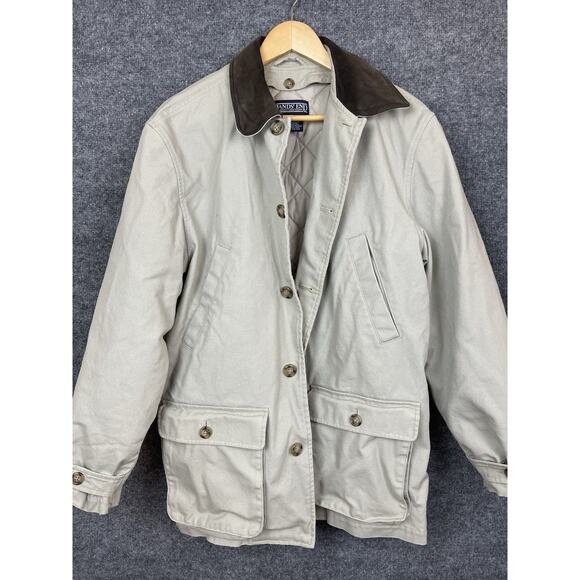 Lands' End Barn Coat Men's M 38-40 Tan Chore Field Jacket Corduroy Collar Quilte - Picture 2 of 16